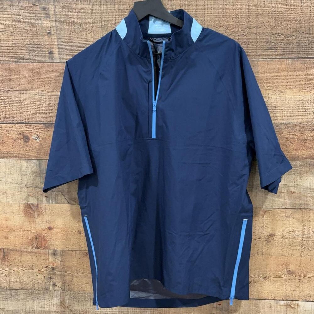 Johnnie-O Stealth Stowable Windbreaker Mens Size M Blue Short Sleeve Golf Jacket
